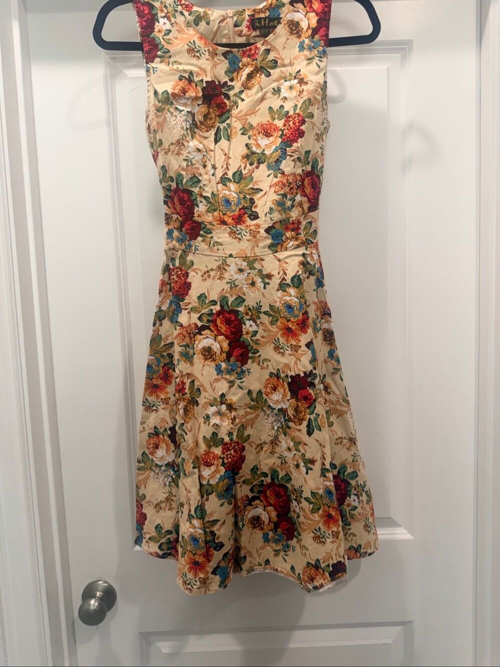 IHOT Vintage Floral Ruffle Flutter Sleeve A-Line Swing Cocktail Party Dress M - Picture 3 of 7